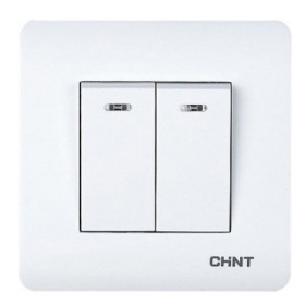 Проходной выключатель 2-клавишный Chint NEW3 с LED-подсветкой белый (715386)