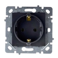Розетка Nilson Selene антрацит 1-я с заземлением без рамки ( 23360417 )