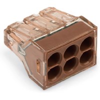 Клемма для распределительных коробок WAGO на 6 проводов 773-606 коричневая