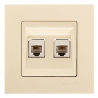 Розетка телефонна подвійна (cat3) Gunsan Eqona крем