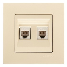 Розетка телефонная двойная (cat3) Gunsan Eqona крем