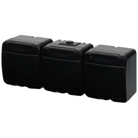 Розетка трехместная Eti Hermetics RHE-3s-BL с з/к IP54 черная/черная крышка (4668095)