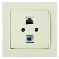 Розетка Nilson Thor кремова комп'ютерна 2-на CAT5e RJ45 ( 27121046 )