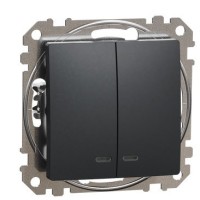 Двоклавішний вимикач Schneider Electric Sedna Design & Elements з підсвіткою чорний SDD114105L