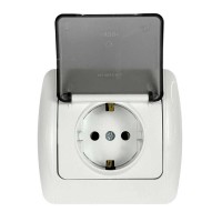 Розетка ELBI ZIRVE Fixline белая 1-я с заземлением с крышкой ( 501-010201-218 )