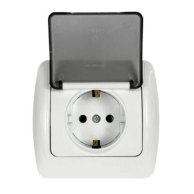Розетка ELBI ZIRVE Fixline белая 1-я с заземлением с крышкой ( 501-010201-218 )