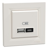 USB розетка Schneider Electric Asfora EPH2700523 тип A+C, 21Вт 3A крем