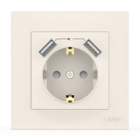 Розетка EL-BI VEGA белая 1-я с заземлением + 2USB ( 510-010200-317 )