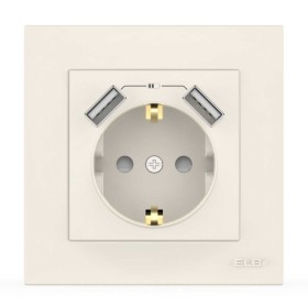 Розетка EL-BI VEGA белая 1-я с заземлением + 2USB ( 510-010200-317 )