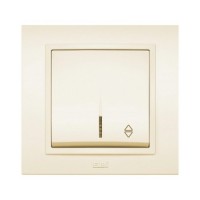 Вимикач ELBI ZENA кремовий 1кл прохідний з підсвіткою з рамкою ( 500-010300-210 )