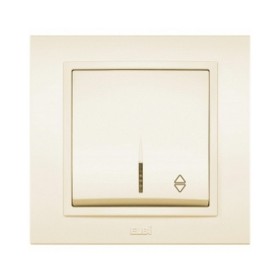 Вимикач ELBI ZENA кремовий 1кл прохідний з підсвіткою з рамкою ( 500-010300-210 )