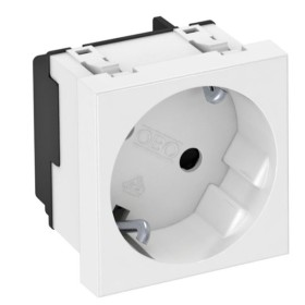 Розетка OBO Bettermann modul 45 з заземленням та шторками 250В 16A 33˚ біла (6120073)
