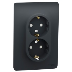 Двойная розетка Schneider Electric NU206754 (винтовой зажим) (антрацит)