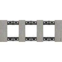 Рамка немецкого стандарта на 3 поста (2+2+2 модуля) Bticino Living Now KA4802M3ZG сталь