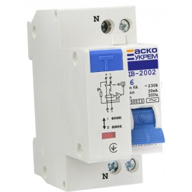 Вимикач диференційного струму Аско-Укрем ДВ-2002 1+N 6А 30мА (A0030010003)