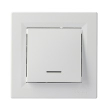 Вимикач 1-клавішний з підсвічуванням Asfora білий, EPH1400121