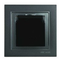 Розетка Nilson Thor антрацит 1-на з заземленням з кришкою ( 27161018 )