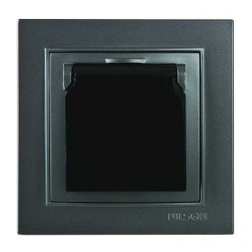 Розетка Nilson Thor антрацит 1-на з заземленням з кришкою ( 27161018 )