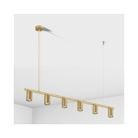 Люстра подвесная над столом, барной стойкой Light 7496110.12.12 Dovbush GU10 6x65W IP20 Золотая