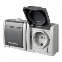 Розетка накладна 2-місна з кришкою Elektro-Plast Aquant IP55, 1245-10
