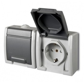 Розетка накладна 2-місна з кришкою Elektro-Plast Aquant IP55, 1245-10