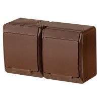 Двомісна розетка Elektro-Plast Hermes 0325-06 з кришкою (коричнева)