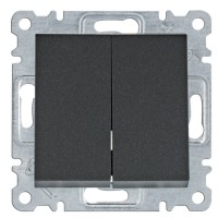 Двоклавішний універсальний вимикач Hager WL0053 Lumina 10АХ/230В (чорний)