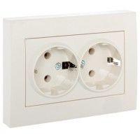 Подвійна розетка Lezard Rain (703-0303-127B) із з/к ПБТ (кремова)