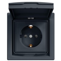 Розетка Schneider Electric Asfora EPH3100371 із заземленням та зі шторками (антрацит)