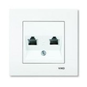 Розетка телефонна подвійна (2хRJ11, Cat3) біла