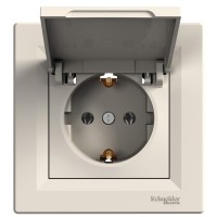 Розетка с крышкой кремовая Asfora, EPH3100123