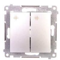 Подвійний перехресний вимикач Kontakt Simon Simon 54 Premium DW7/2.01/43 (срібло)
