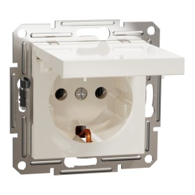 Розетка з заземленням та кришкою Schneider Electric Asfora без рамки кремова (EPH3170123)