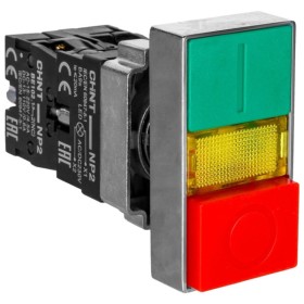 Пластикова подвійна кнопка Chint NP2-EW8465 1NO+1NC AC/DC 220/230В(LED) IP40 (575344)