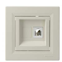 Розетка телефонная RJ11 4 контакта кремовая Asfora, EPH4100123