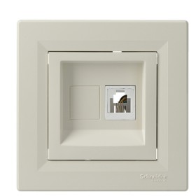 Розетка телефонная RJ11 4 контакта кремовая Asfora, EPH4100123