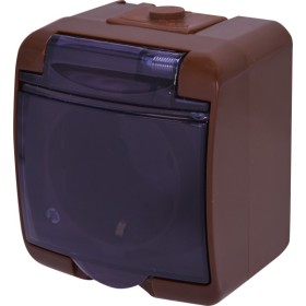 Розетка одноместная Eti Hermetics RHE-1sd-KR с з/к IP54 коричнневая/прозрачная крышка (4668051)