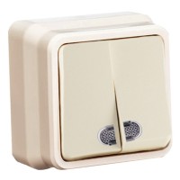 Выключатель 2-клавишный с подсветкой Gunsan Misya крем