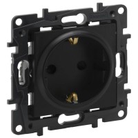 Розетка Legrand Niloe Step 16А 250В зі шторками та заземленням затискний механізм чорна (863520)