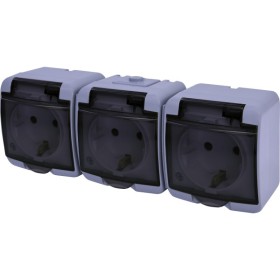 Розетка трехместная Eti Hermetics RHE-3sd-SR с з/к IP54 серая/прозрачная крышка (4668075)