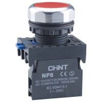 Кнопка Chint NP8-10BN 1NO красная IP65 (667233)