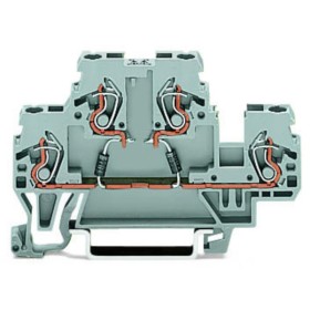 Двохрівнева клема Wago 870-542/281-487 з діодом 1N4007 для DIN-рейки (анод знизу) 2,5мм² (сіра)