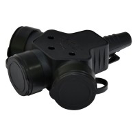 Розетка кабельна 3-місна ETI ERS-3C 2Р+РЕ Schuko каучук IP44 чорна