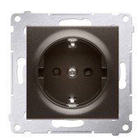 Одинарна електрична розетка Kontakt Simon Simon 54 Premium DGSZ1Z.01/46 із заземленням Schuko зі шторками (бронза)