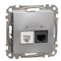 Телефонна/комп'ютерна розетка Schneider Electric Sedna Design & Elements RJ11+RJ45 кат. 6 UTP алюміній SDD113468