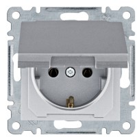 Розетка Hager WL1152 Lumina 16А/230В із з/к з кришкою (срібляста)