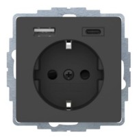 Розетка із з/к 16А/250В + 2хUSB A-С /3A Berker Q.x (антрацит)