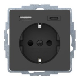 Розетка с з/к 16А/250В + 2хUSB A-С /3A Berker Q.x (антрацит)