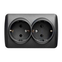 Розетка ALSU черный мат 2-я с заземлением ( 504-014800-907 )