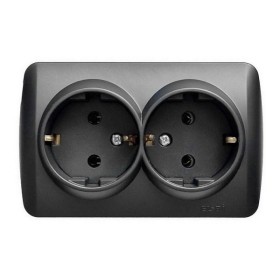 Розетка ALSU черный мат 2-я с заземлением ( 504-014800-907 )